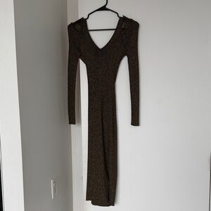 Elegant Brown Long Sleeve Dress